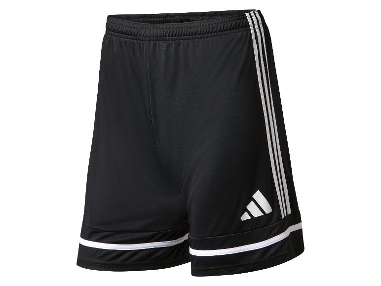 Černé sportovní šortky Adidas s bílými detaily.