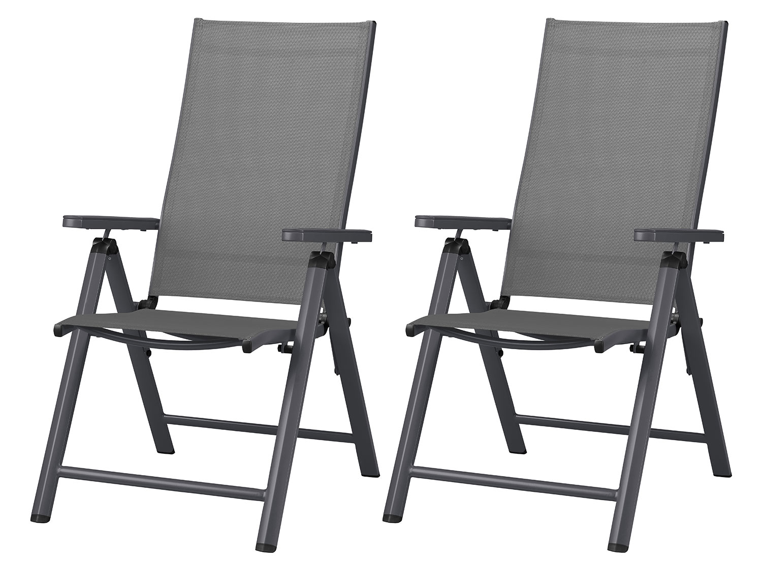 Livarno® Hliníkové polohovací křeslo Houston, šedá, 2 kusy