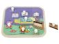 Dřevěné vkládací puzzle Peppa Pig s úchyty, zobrazující ložnici s Peppou a přáteli.