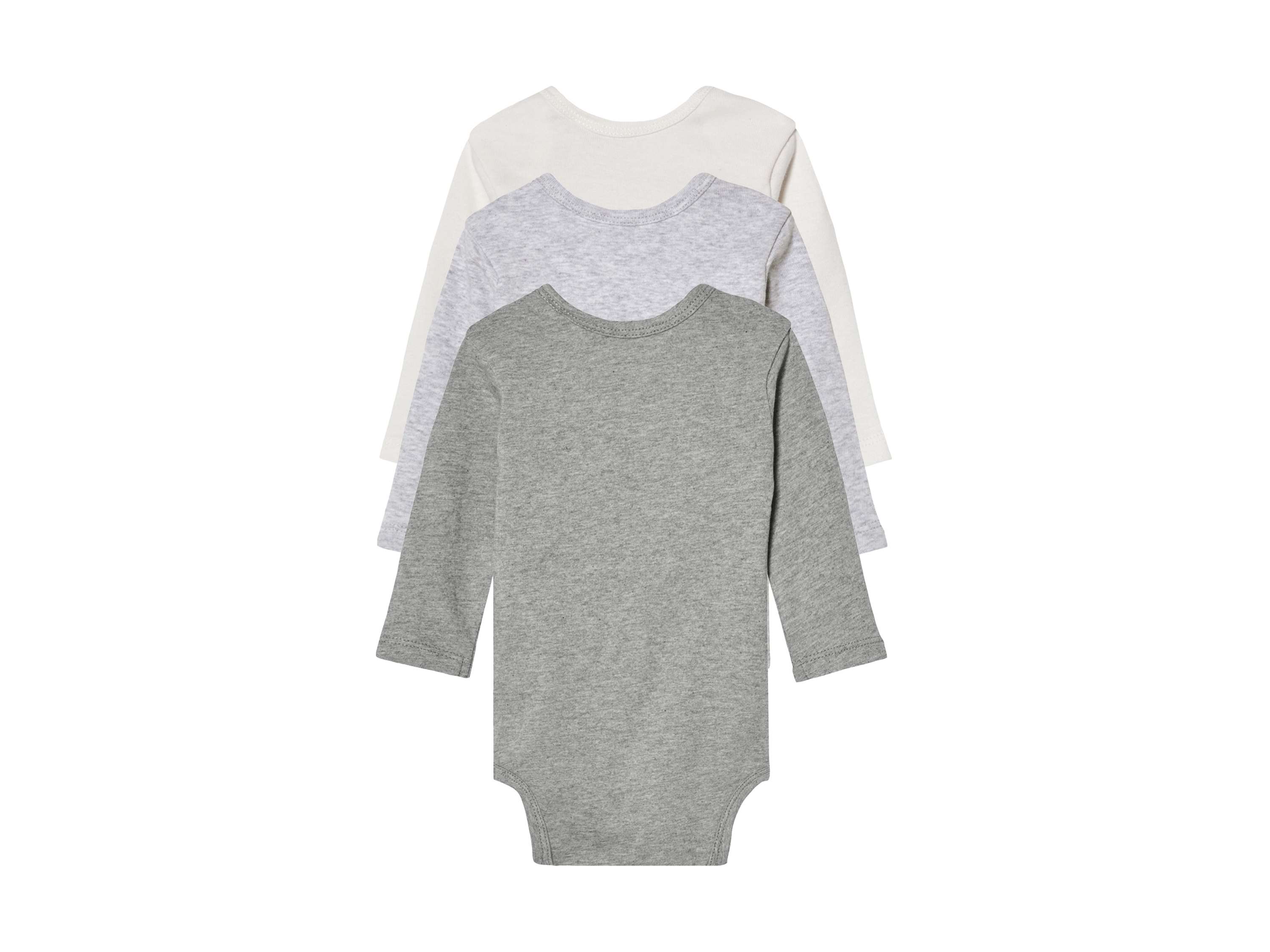 lupilu® Dětské body s BIO bavlnou, 3 kusy (bílá/šedá, 62/68)