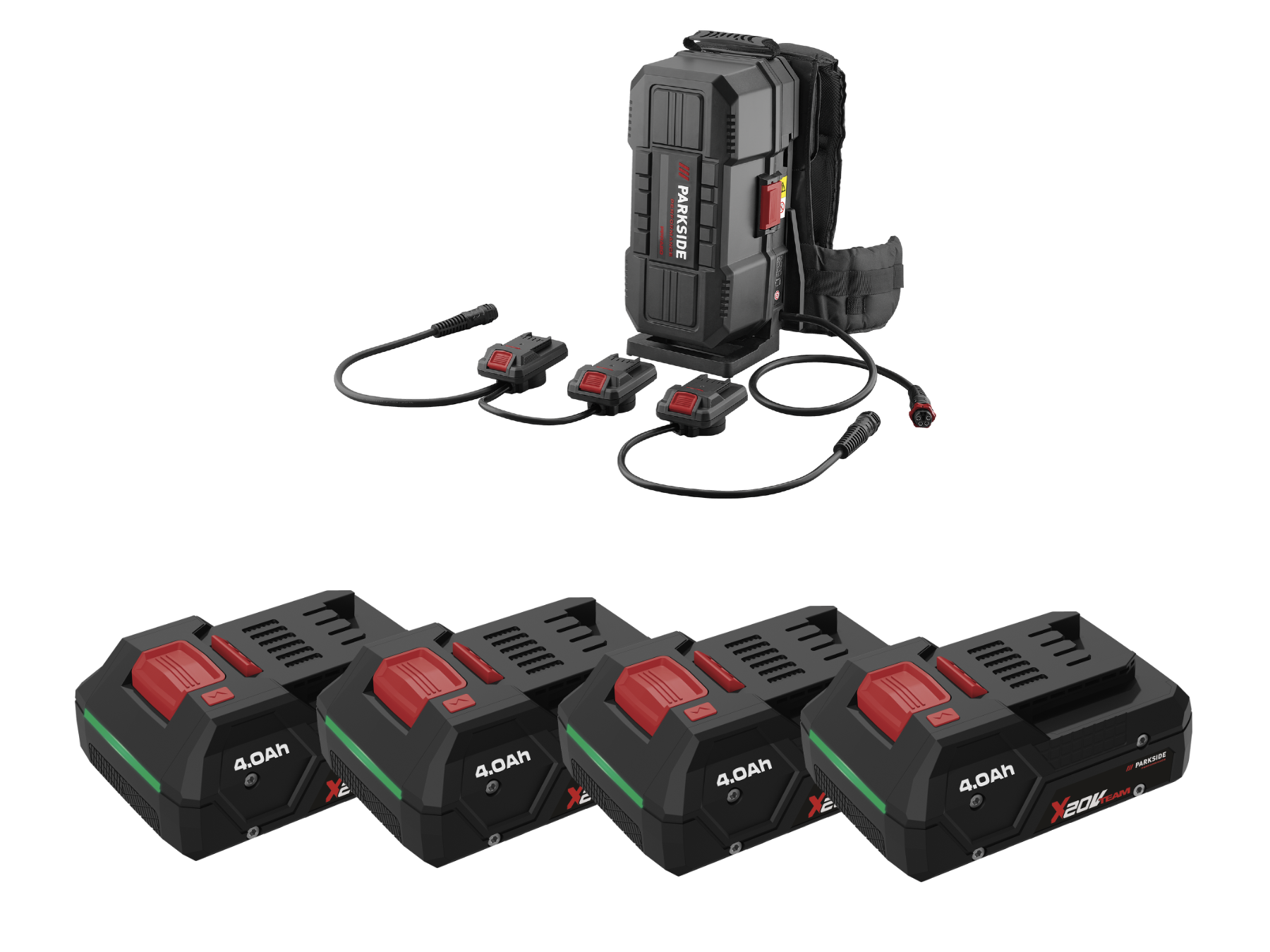 Parkside Performance® Nabíjecí batoh na akumulátory Ppra 20 A1, 4x Smart 4 Ah