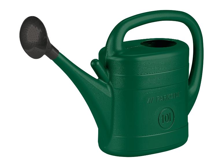 Zelená konev Parkside o objemu 10 litrů.
