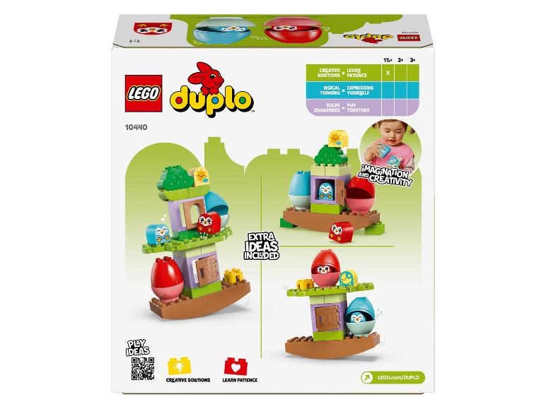 Krabice Lego Duplo se sadou 10440, zobrazující sovy a nápady na hraní.