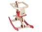 Dřevěný koník na houpání s červeným sedadlem a držadly, značka Playtive.