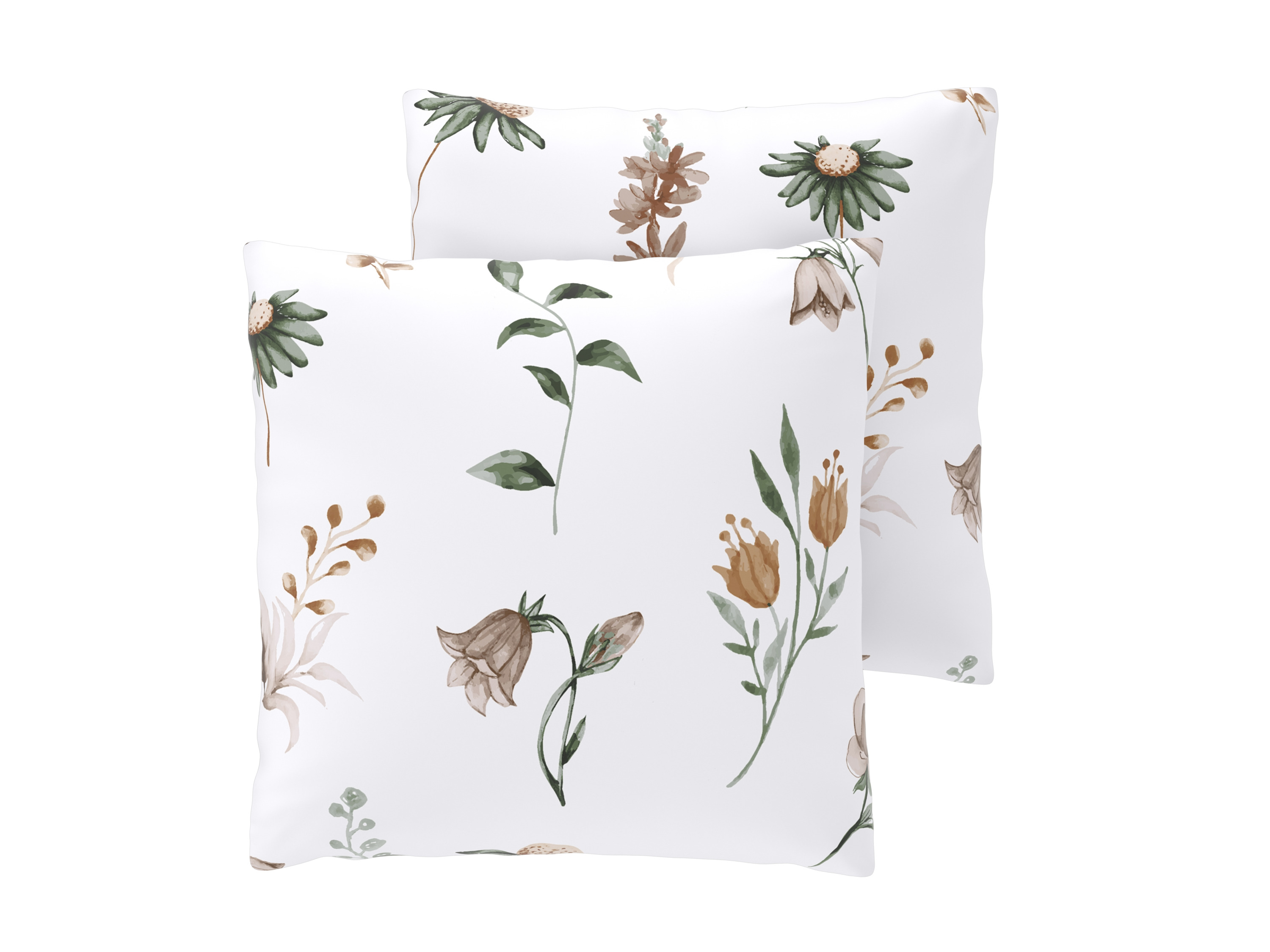Livarno® Potah na polštář z jemného flanelu, 50 x 60 cm, 2 kusy (květy/bílá)