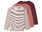 Tři dlouhé trička pro dívky: pruhované a dvě jednobarevné.