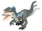 Hračka, šedá velociraptor s modrými detaily.