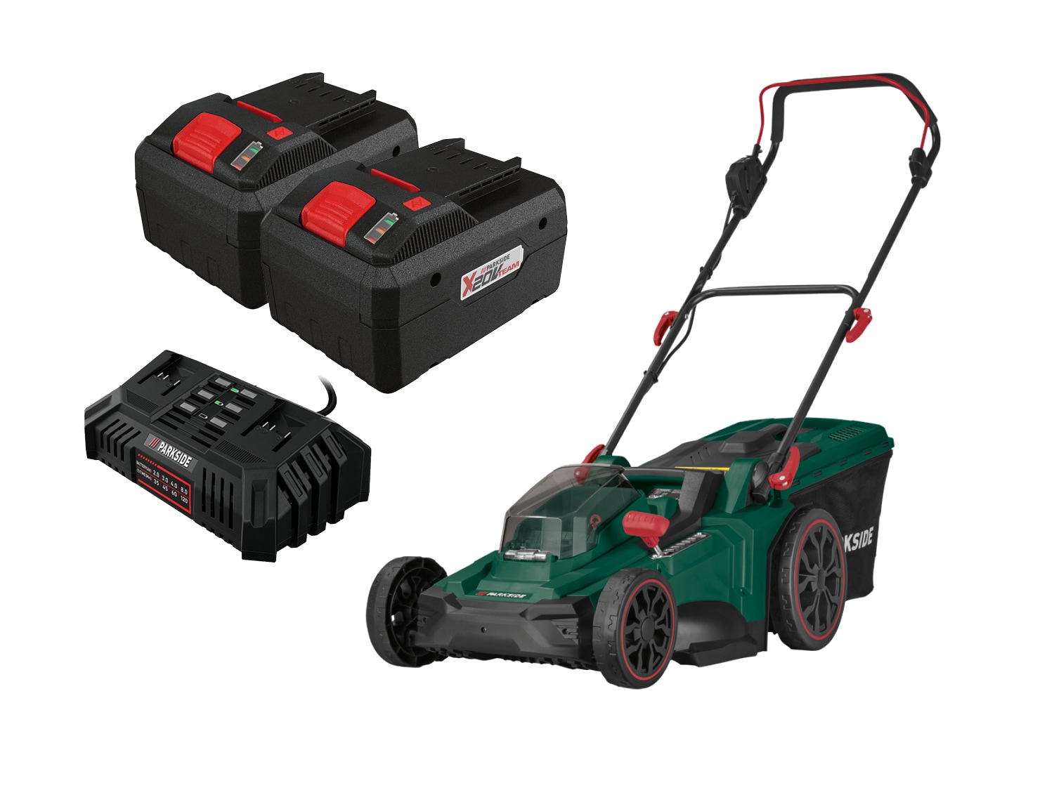 PARKSIDE® Aku sekačka na trávu PRMA 40-Li B3, 2x Smart 8 Ah