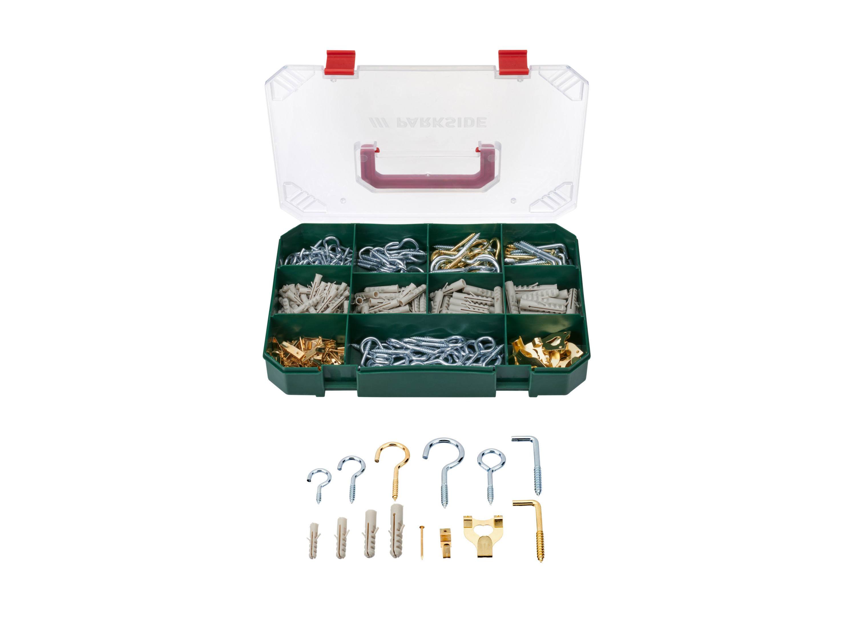 Parkside® Sortiment hmoždinek a háčků / hřebíků (sortiment háčků a hmoždinek)