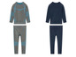 Dvě sady termo prádla: šedá s modrými detaily a tmavě modrá.