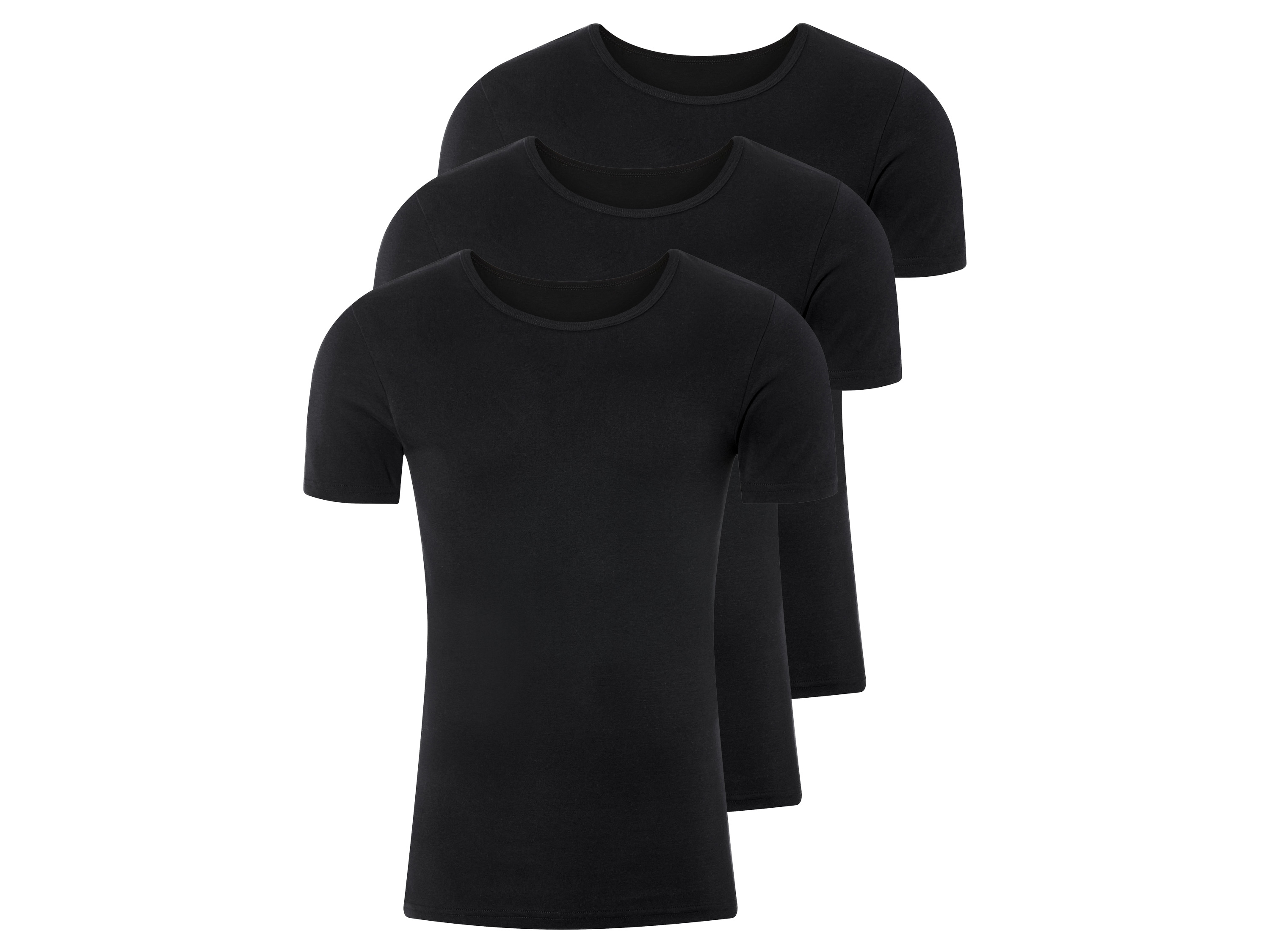 Livergy® Pánské spodní triko, 3 kusy (kulatý výstřih, 5/M, černá)