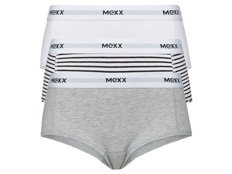 MEXX Dámské kalhotky, 3 kusy (S, pruhy bílé / šedé)