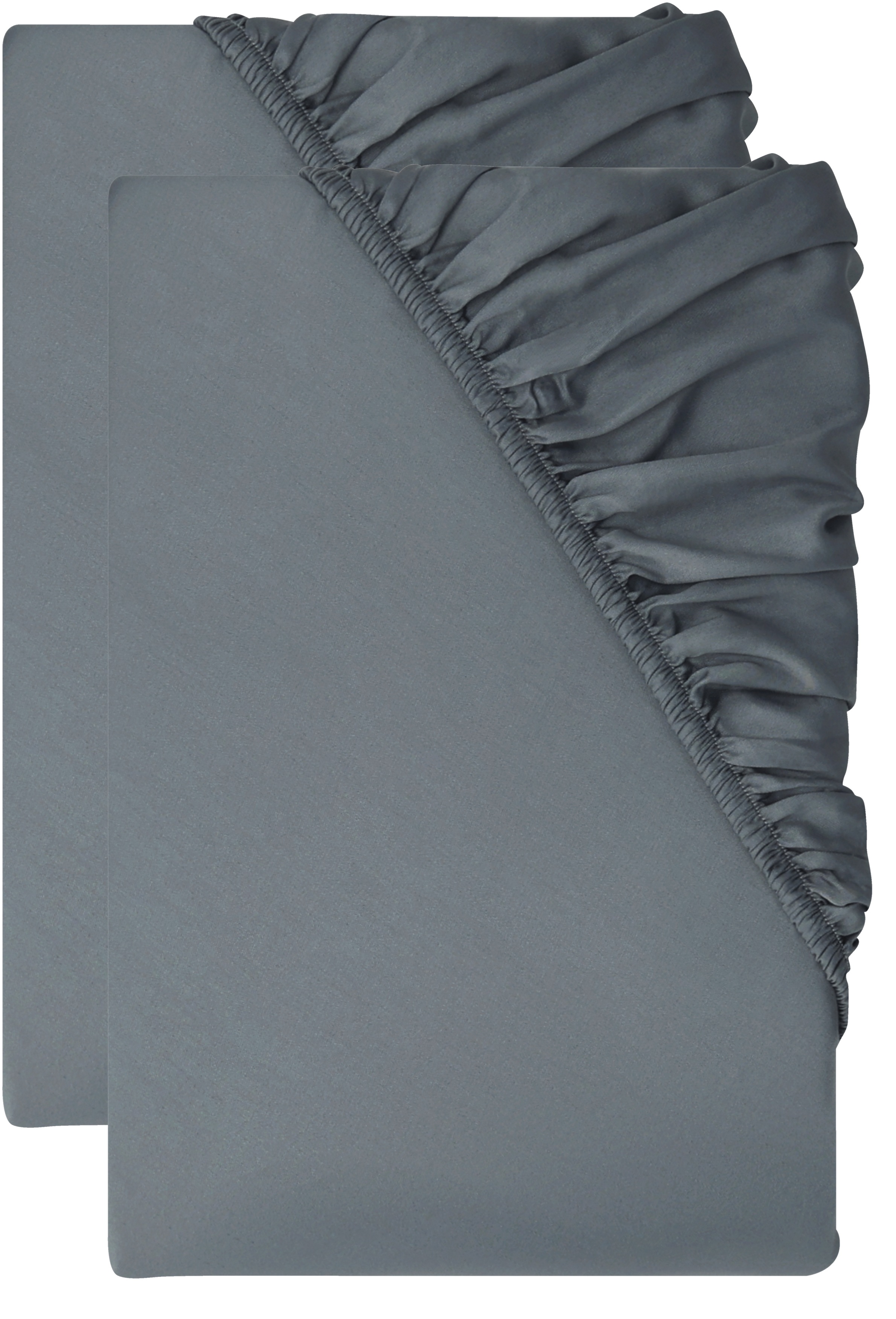 Livarno® Sada saténových napínacích prostěradel, 90-100 x 200 cm, 2dílná, tmavě šedá