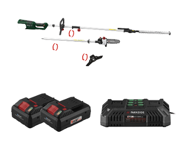 PARKSIDE® Aku zahradní kombinované nářadí 4 v 1 PGKGA 40-Li A1, 2x Smart 4 Ah