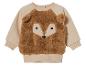 Béžová dětská mikina s hnědým aplikací ve tvaru liščí hlavy.