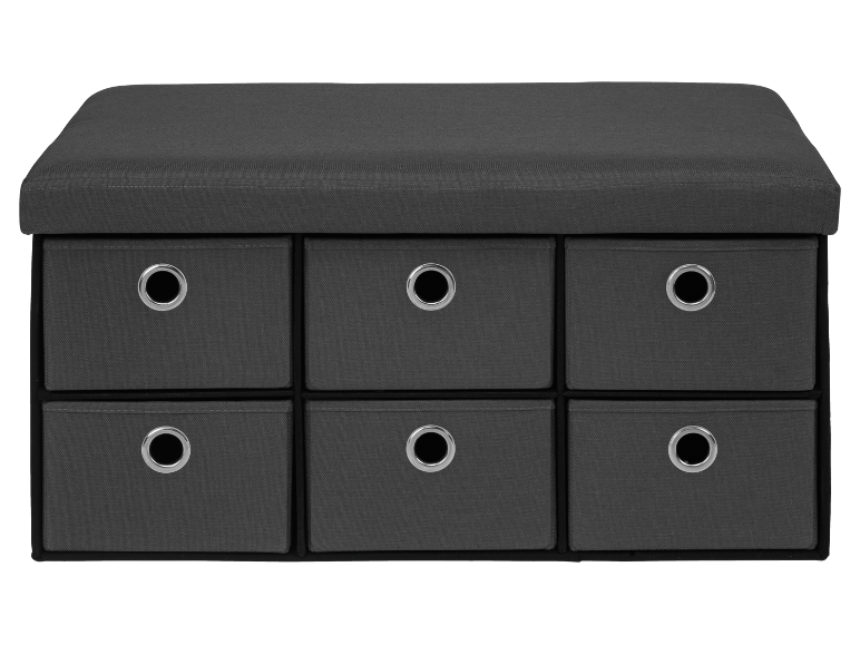 Tmavě šedý otoman se šesti úložnými zásuvkami