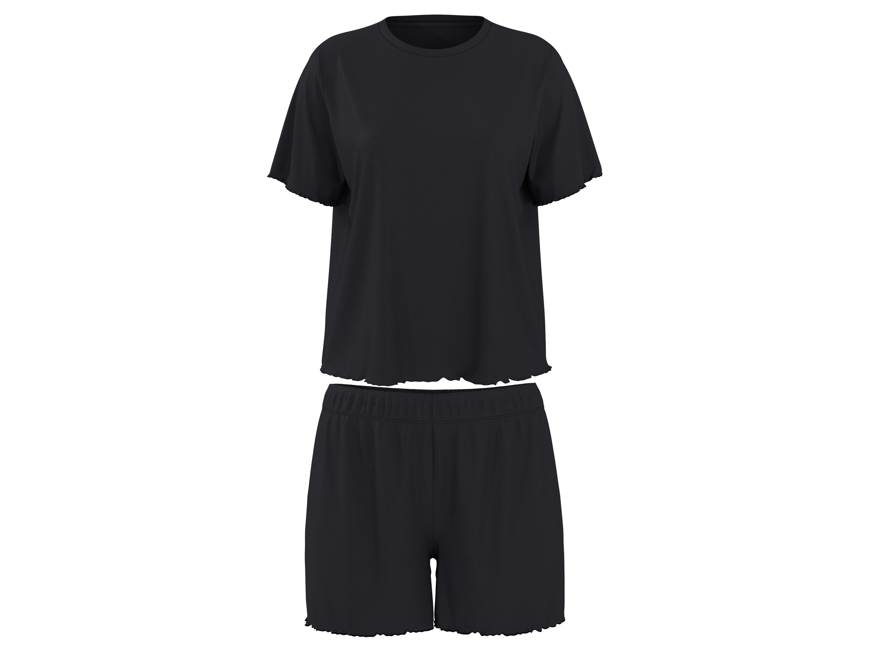 esmara® Dámské vroubkované pyžamo (černá, S (36/38))