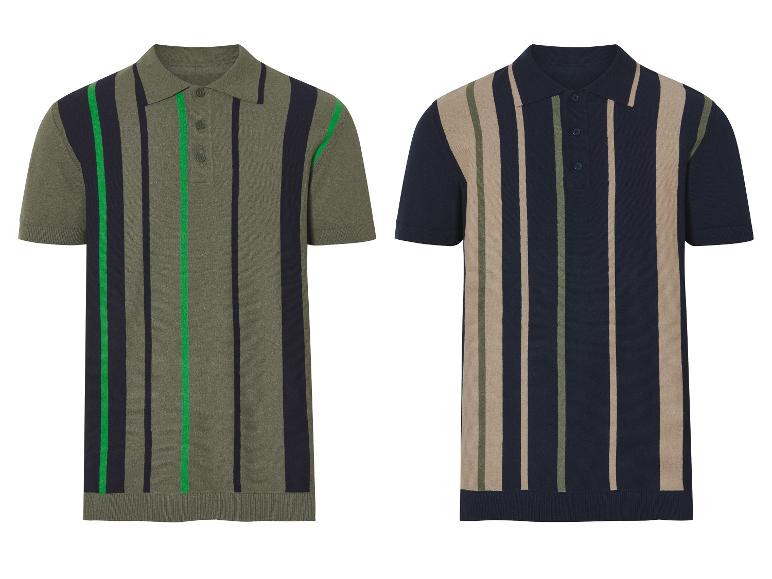 Dvě polokošile s pruhy, olivově zelená a tmavě modrá, retro styl.