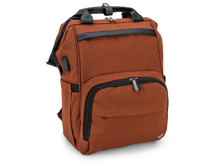 Hnědý batoh Samsonite s více kapsami.