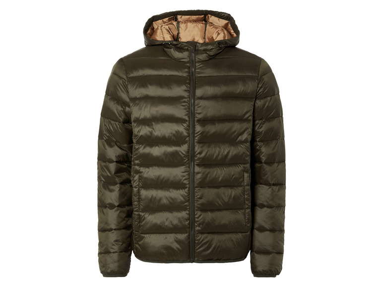 Zelená prošívaná bunda s kapucí.