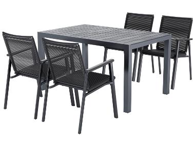 LIVARNO® Sada Miami, 5dílná s rozkládacím stolem a 4 stohovatelnými židlemi, antracitová