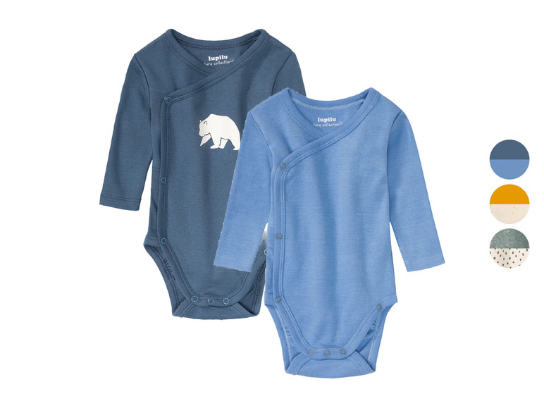 Dvě lupilu body s dlouhým rukávem pro miminka, jedno s potiskem medvěda