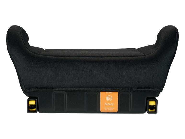 Černý podsedák do auta s regulačním štítkem E57 040082 pro 125-150 cm