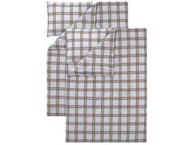 Sada ložního povlečení z jemného flanelu, 140 x 200 cm, 70 x 90 cm, kostka/béžová, 2dílná