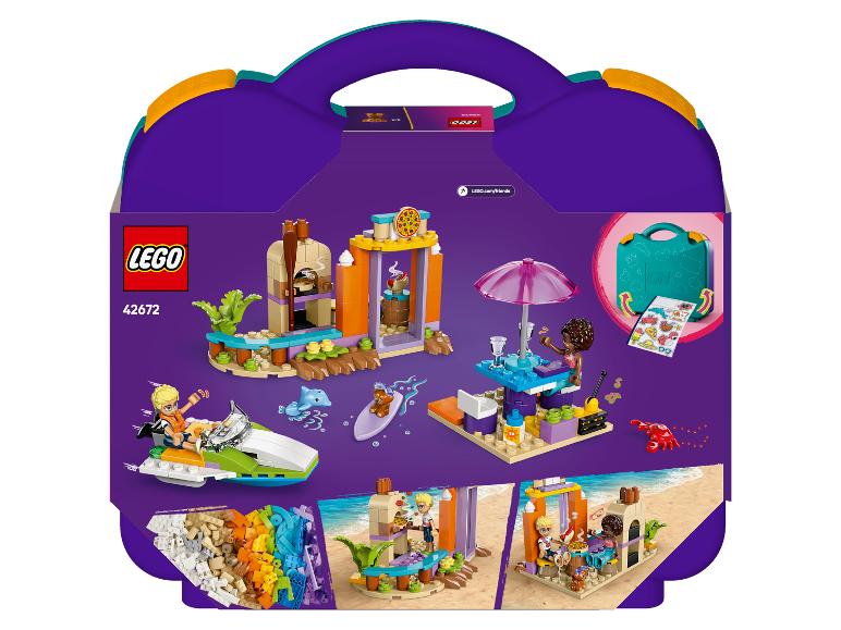 Sada LEGO Friends 42672 s pláží, vodním skútrem, domečkem a doplňky.