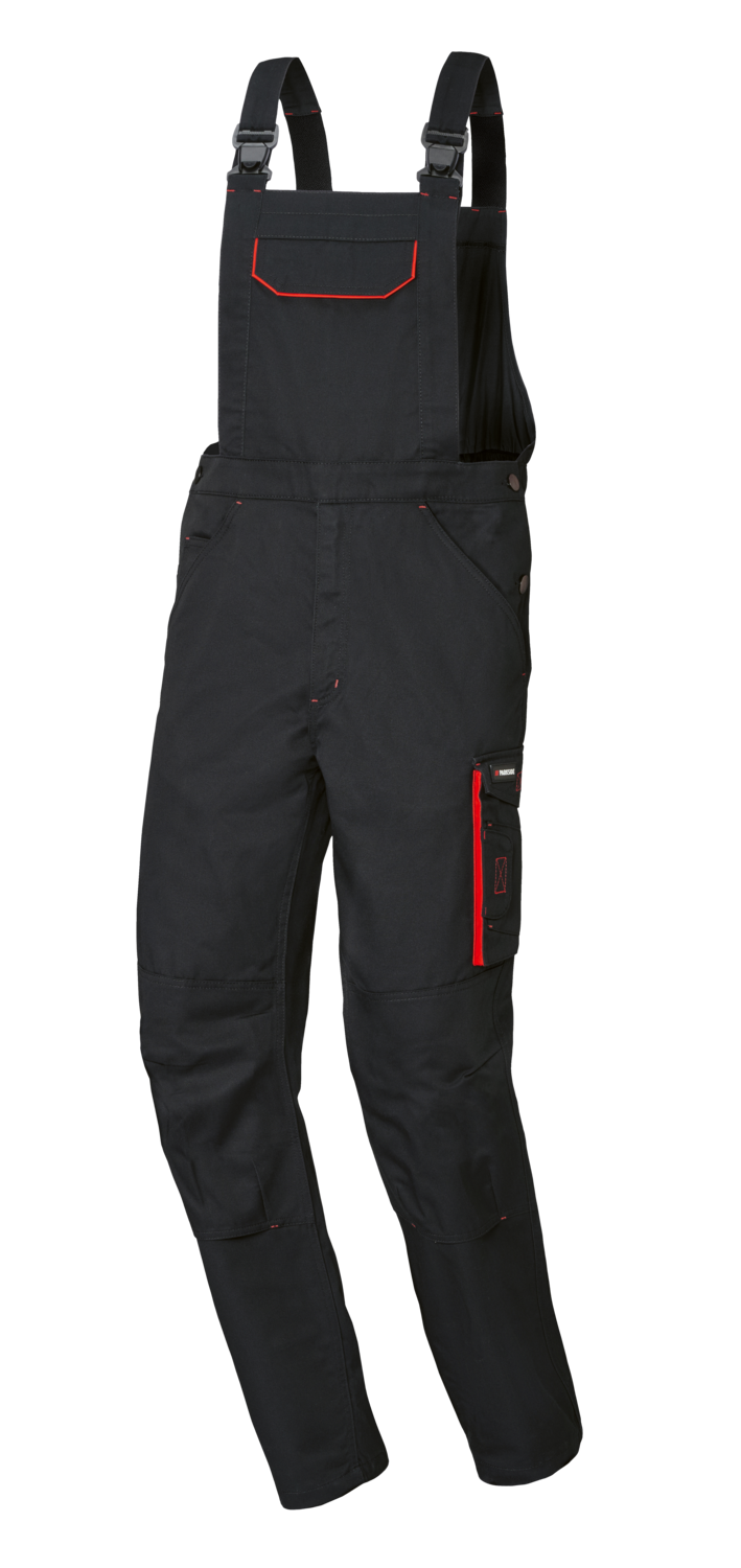 Parkside® Zateplené pánské pracovní kalhoty s laclem (černá/červená, M (48/50))