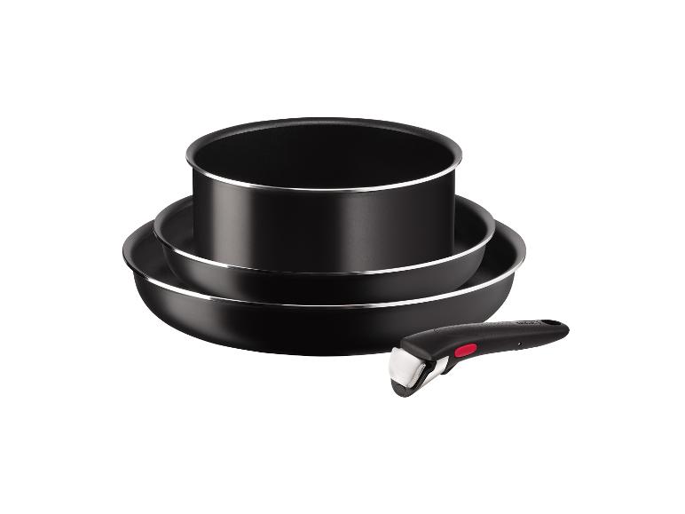 Černá sada pánví a hrnců Tefal.