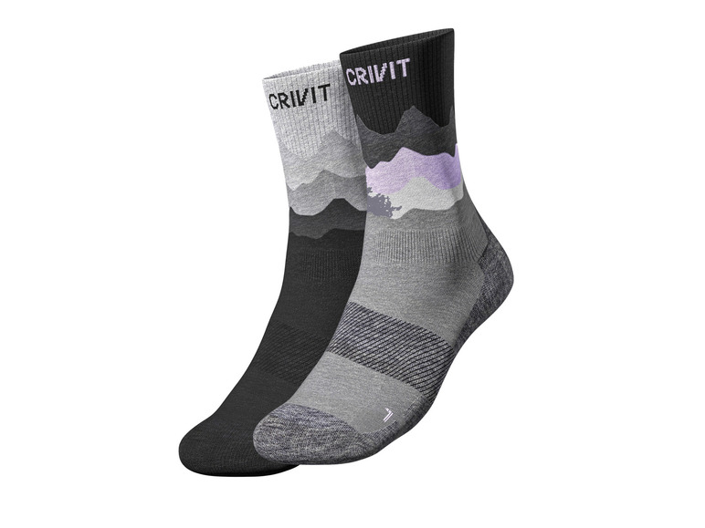 CRIVIT Dámské funkční ponožky, 2 páry (41/42, tmavě šedá / lila)