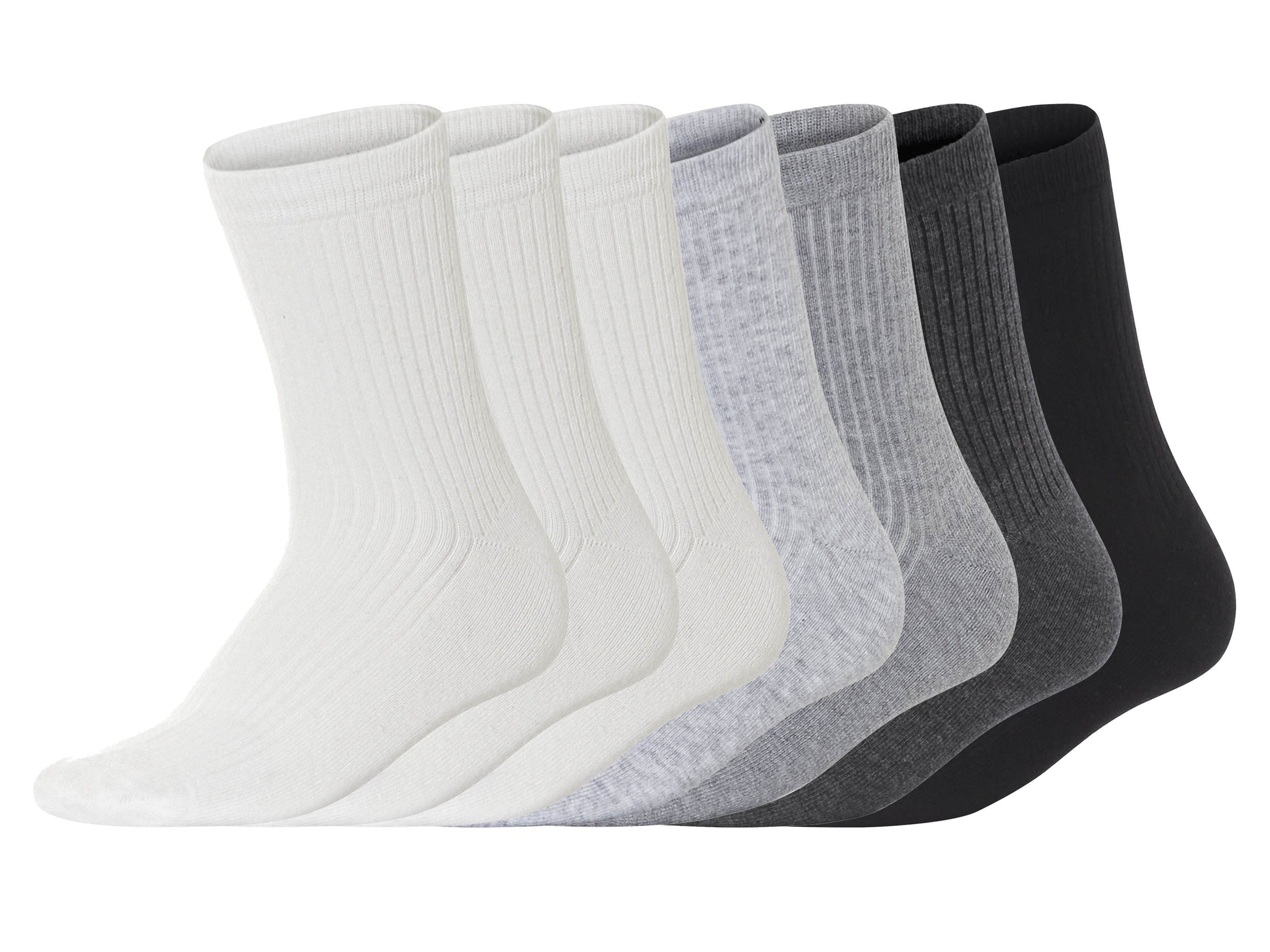 esmara® Dámské ponožky s BIO bavlnou, 7 párů (bílá / světle šedá / šedá / černá, 35-38)