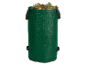 Zelený pytel na zahradní odpad plný listí.