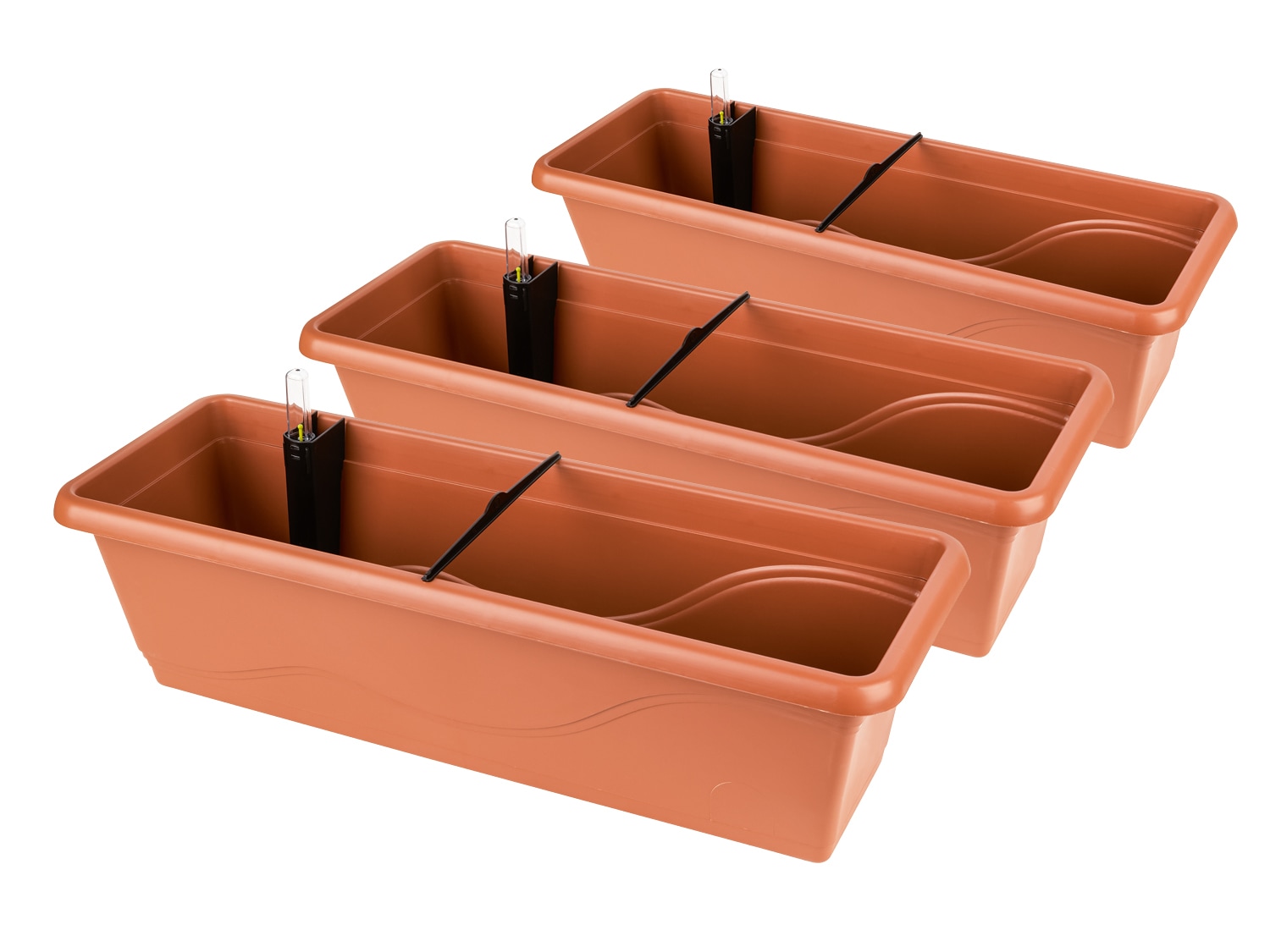 PARKSIDE® Sada samozavlažovacích truhlíků, 60 cm, terakota, 3dílná