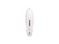 Bílý paddleboard Mistral s červenými a modrými detaily.