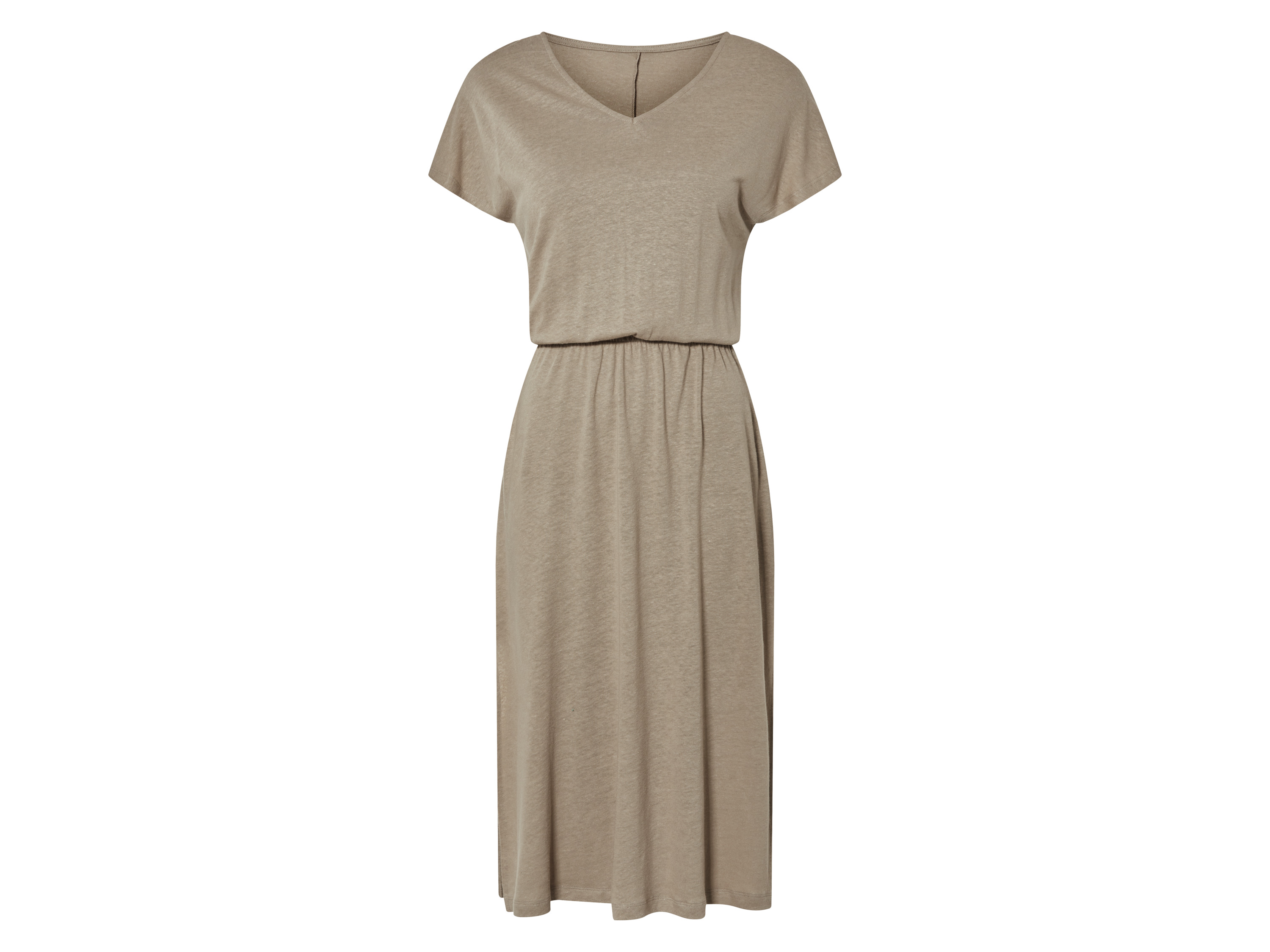 esmara® Dámské lněné šaty v midi délce, s viskózou (taupe, M(40/42))