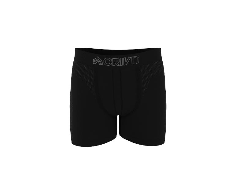 Černé pánské boxerky Crivit s logem na pase.