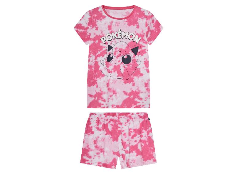 Růžové Pokémon pyžamo s potiskem tie-dye: tričko a šortky.