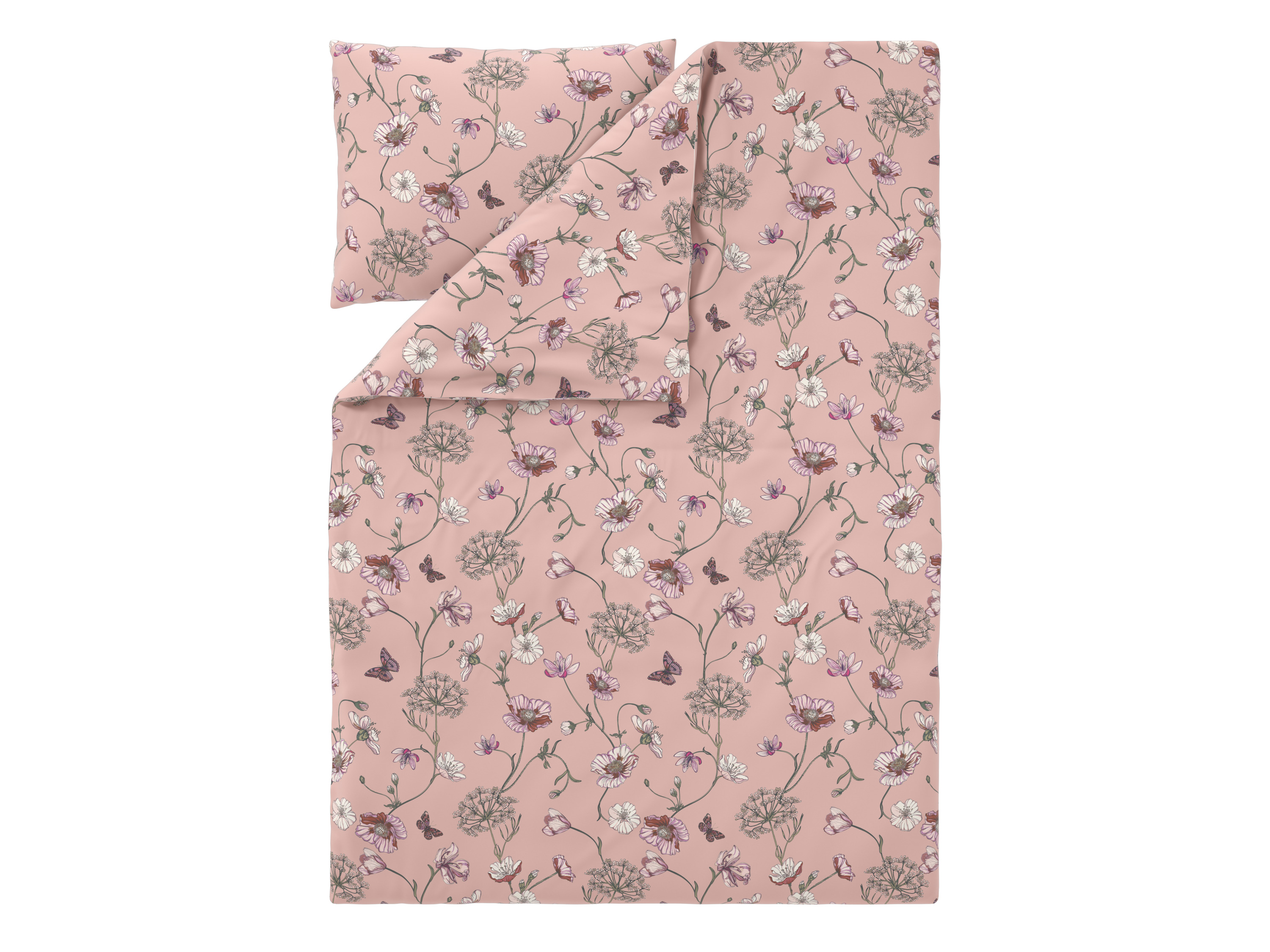 Livarno® Ložní povlečení z mikrovláknitého saténu, 140 x 200 cm, 70 x 90 cm (motýli/růžová)