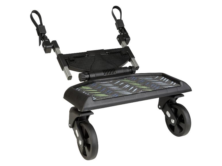Černá podložka pro buggy s koly a modro-zeleným vzorem.
