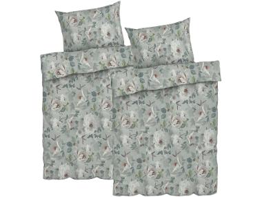 Sada ložního povlečení Renforcé, 140 x 200 cm, 70 x 90 cm, květiny velká/zelená, 2dílná