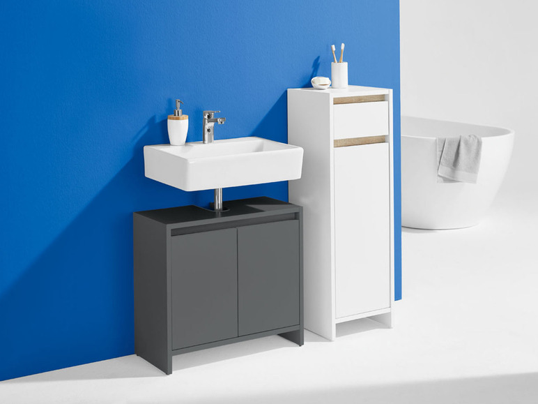 Zobrazit na celou obrazovku LIVARNO home Koupelnová skříňka s košem na prádlo Oslo, bílá - Obrázek 3