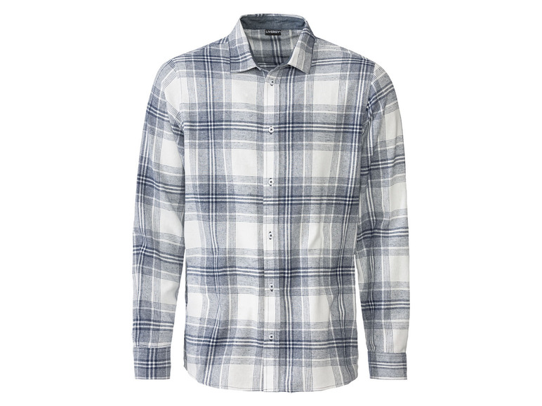 LIVERGY Pánská volnočasová košile (L (41/42), bílá / navy modrá)