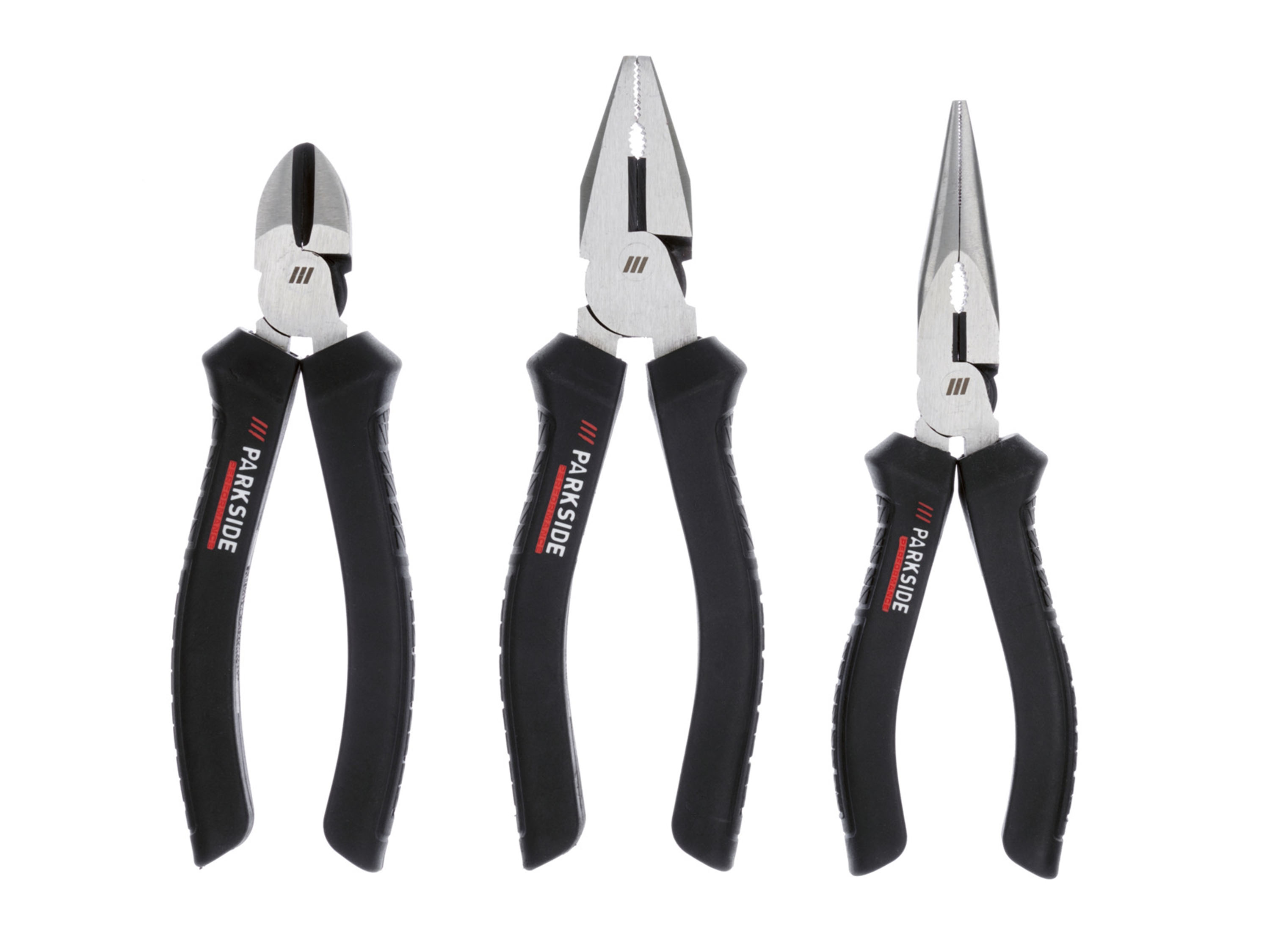 Parkside Performance® Sada kleští, 3dílná (boční / kombinované / jehlové kleště)