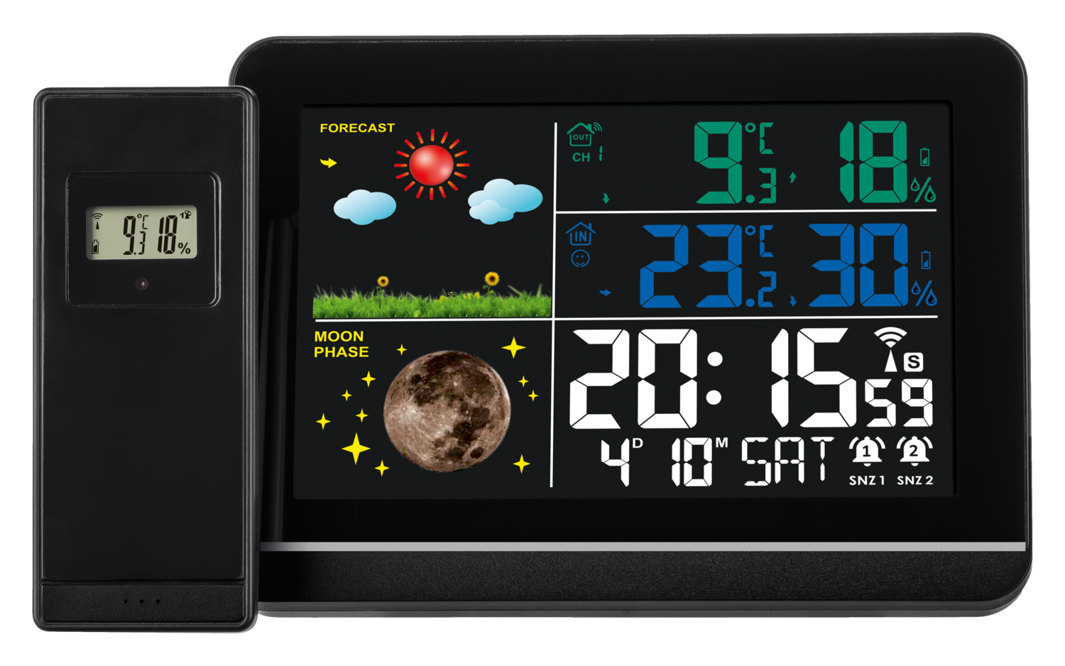 Livarno home Sada bezdrátové meteostanice, 2dílná (černá)