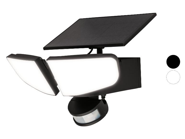 Černý solární LED reflektor s pohybovým senzorem a dvěma nastavitelnými světly