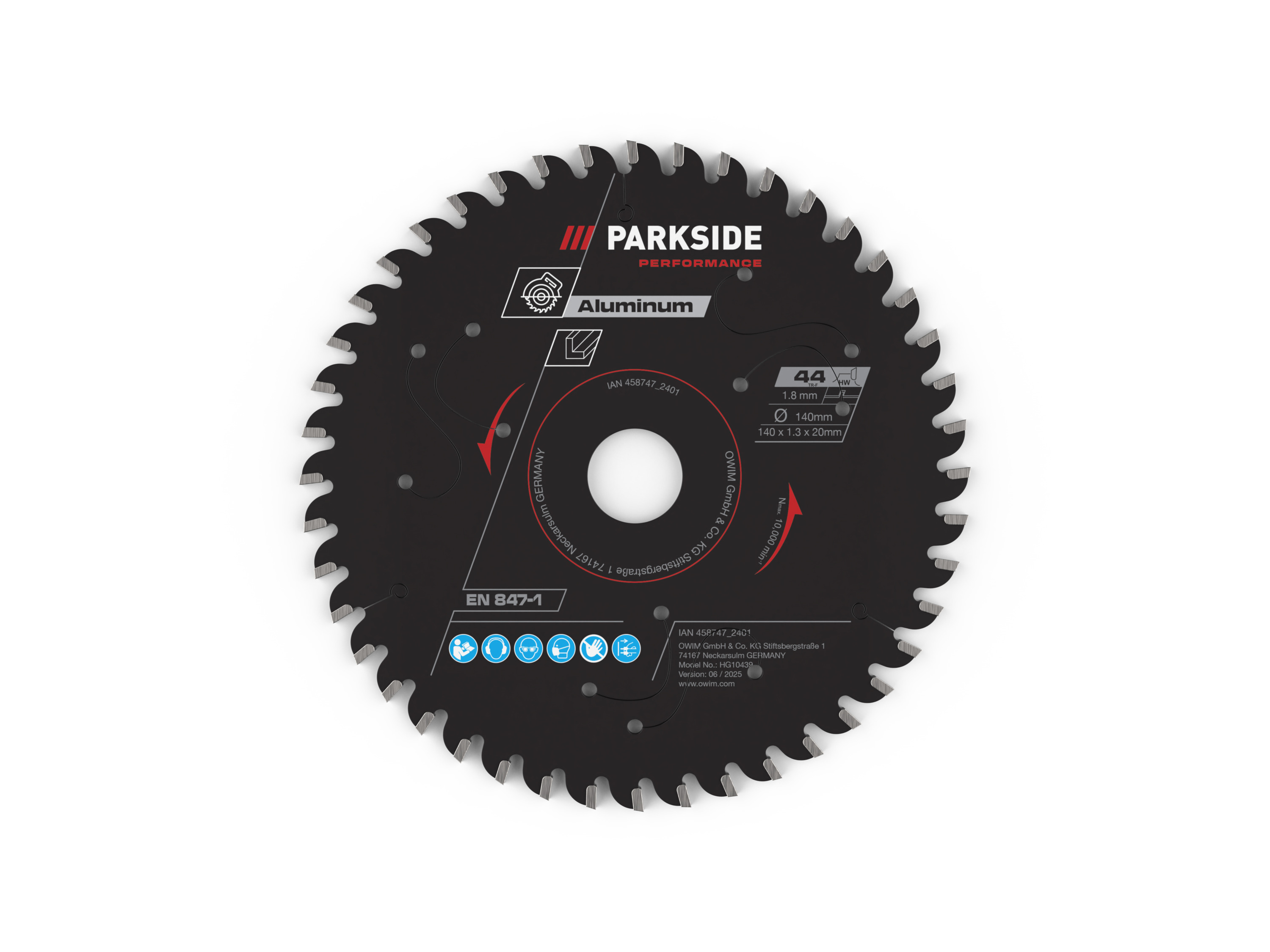 Parkside Performance® Pilový kotouč pro okružní pily, Ø 140 mm (Hliník/44 zubů)