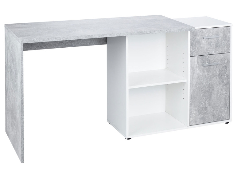  Zobrazit na celou obrazovku LIVARNO home Psací stůl se skříňkou, beton/bílá - Obrázek 5
