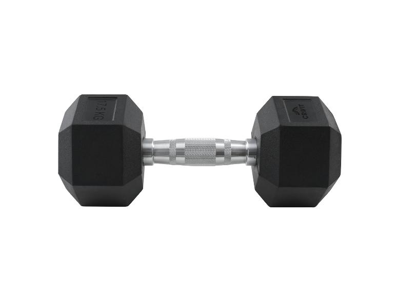 Černá činka Crivit 17,5 kg se stříbrnou rukojetí.